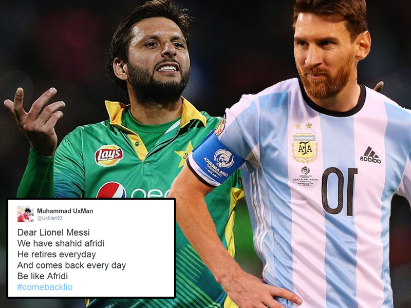 Twitterati Trolled Shahid Afridi After Messi’s Retirement