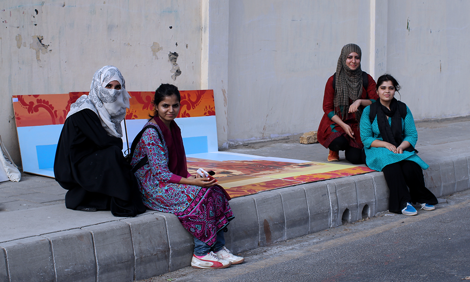 University students rest after the day's work.